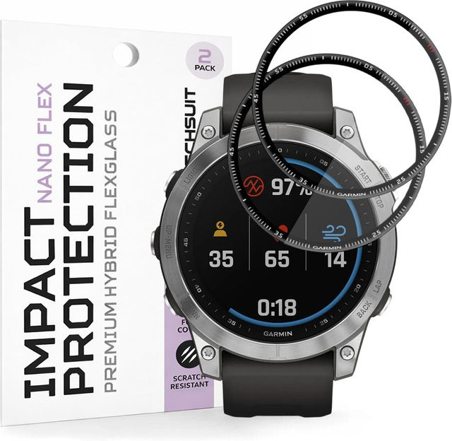 Techsuit Schutzfolie Nano Flex für Garmin Fenix 7, Kunststoff, Schwarz, 2 Stück - Bild 1