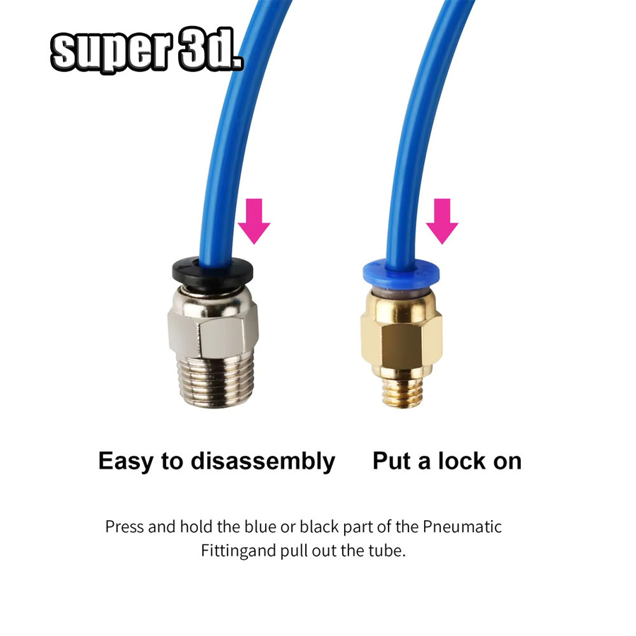 Creality Bowden-PTFE-Schlauch in Blau für 1,75 mm Filament mit PC4-M6 und PC4-M10 Armaturen sowie Rohrschneider für Ender 3, CR-10 und CR-10S FDM Drucker - Bild 2