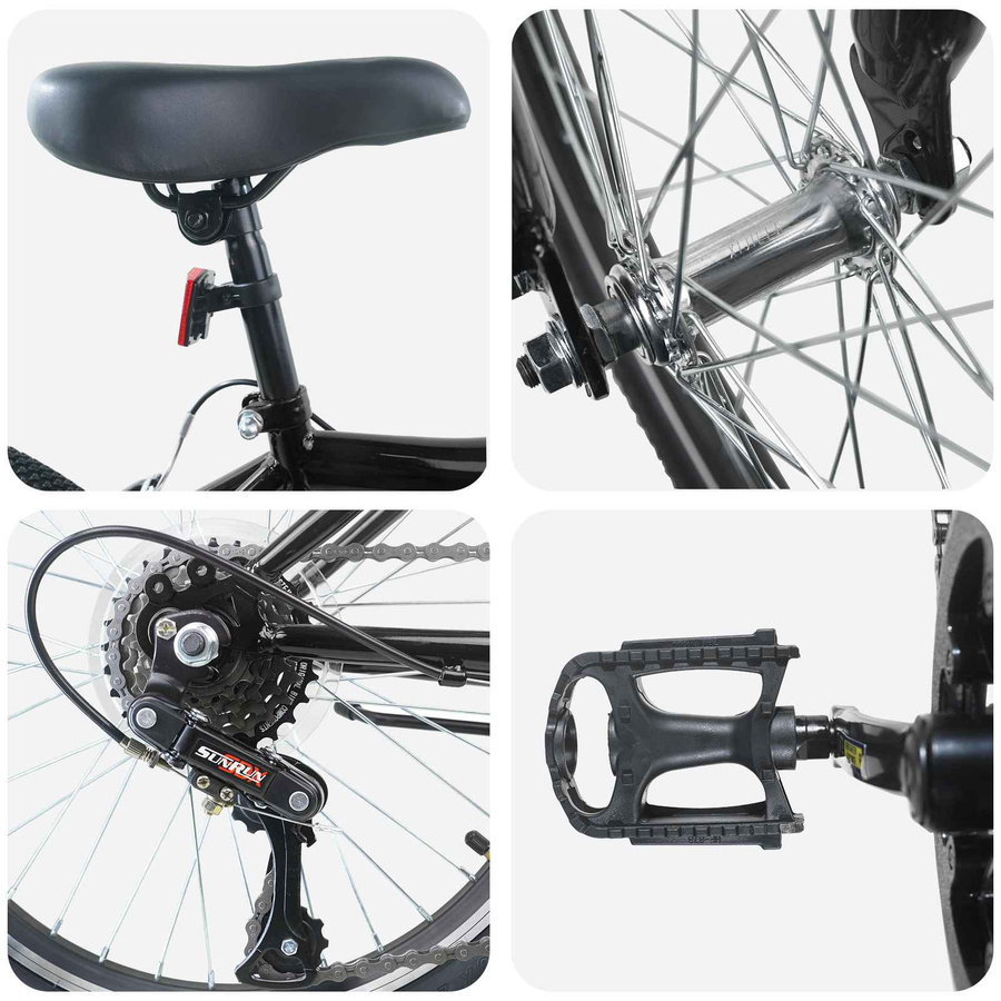 vidaXL Kinderfahrrad 24 Zoll 6-Speed Schwarz für 8-12 Jahre Alt - Bild 5