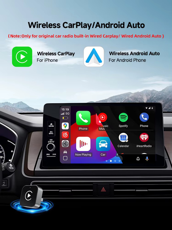 AKAMATE 2in1 Wireless CarPlay und Android Auto Adapter mit USB Typ-C, Schwarz - Bild 7
