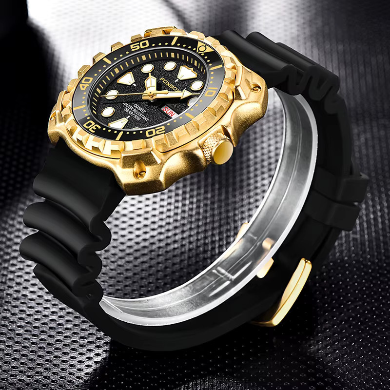 FOXBOX Armbanduhr, Quarz, Silikon, Schwarz, Herren - Bild 6