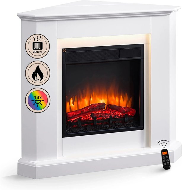BALDERIA CA-WE Elektrokamin Standkamin mit 3D-Flammeneffekt und Bluetooth in Weiß - Bild 1