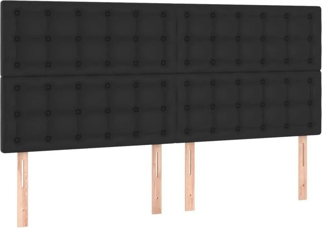 vidaXL Kopfteil in Schwarz aus Kunstleder, klassisch gepolstertes Paneel, Breite: 160 cm, Tiefe: 5 cm, Höhe: 118 cm - Bild 1
