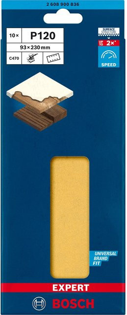 Bosch Expert Schleifblatt C470 Körnung 120, B: 9,3 cm, L: 23,0 cm, 10 Stück - Bild 1