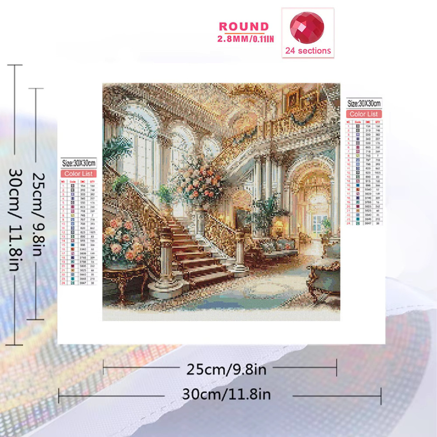Momoart 5D-Diamant-Mosaik Set Hauslandschaft mit Blumen und Treppen, Multicolour, B/H: 20 x 20 cm - Bild 2