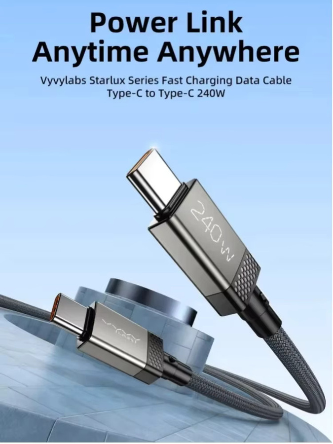 Vyvylabs 6er-Pack USB Typ-C zu USB-C Schnellladekabel mit 240W für MacBook, iPad, iPhone 15 16 17 Pro, Xiaomi und Samsung zur Datensynchronisation - Bild 7