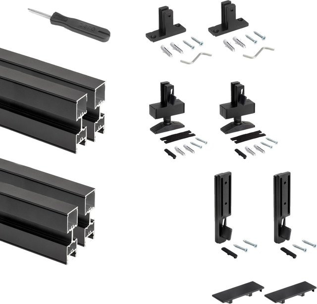 Emuca Zero Modulares Rahmen Set mit Wandbefestigung aus Aluminium und Zamak in Tiefschwarz Lackiert Texturiert - Bild 1