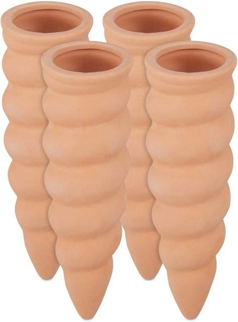 Relaxdays Bewässerungskegel aus Keramik und Terrakotta in Orange, 4er Set, Höhe: 16,5 cm, Durchmesser: 5 cm - Bild 1