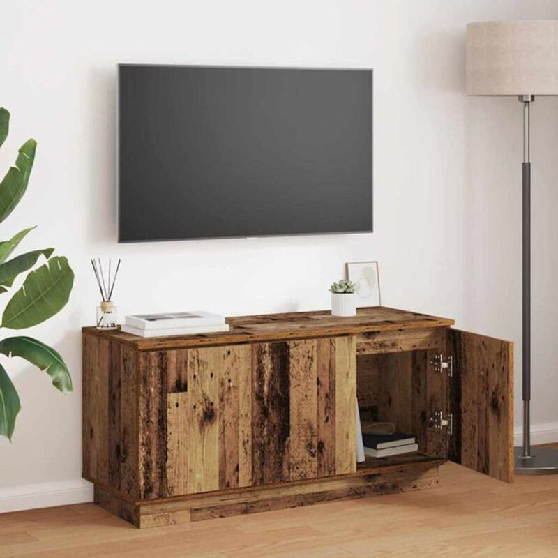 TV-Schrank aus Altholz im Landhausstil von vidaXL, Farbe Braun/Blau, B/T/H: 100 x 38 x 49 cm - Bild 1