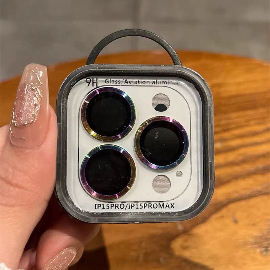 Farin Ring Kamera Objektivschutzglas Set für Apple iPhone 11 12 13 14 15 Pro Max Mini Plus in Silber - Bild 2