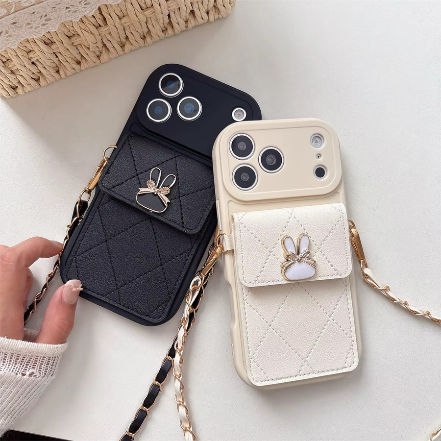 Cartoon Handyhülle aus PU-Leder für Apple iPhone mit Kartenfach und Lanyard-Tasche in Weiß - Bild 2
