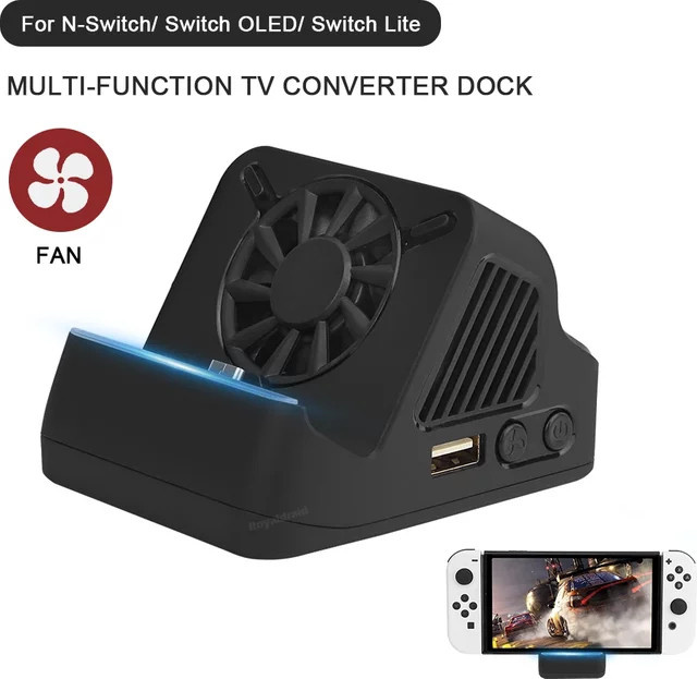 Hayoumon Tragbare Multifunktions-TV-Projektor-Ladestation mit Kühlventilator und USB 3.0 Anschluss für Nintendo Switch und Switch OLED Konsole, Schwarz - Bild 1