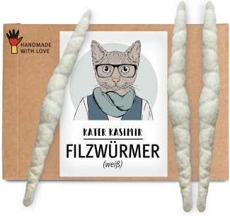 Kater Kasimir Filzwürmchen, 3-teiliges Set, handgerollt aus reiner Schurwolle vom Schaf - Bild 1