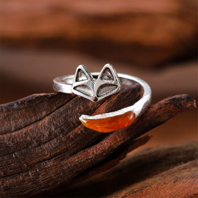 RINHOO FRIENDSHIP Ring Fuchs-Form, Silber, Damen, Vintage - Bild 1