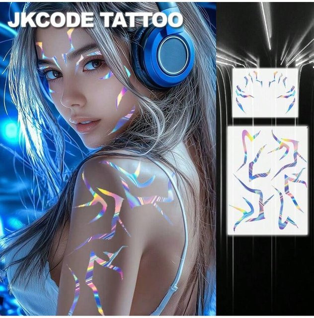 JKCODE TATTOO Holographische Temporäre Tattoos, Wasserfest - Bild 1