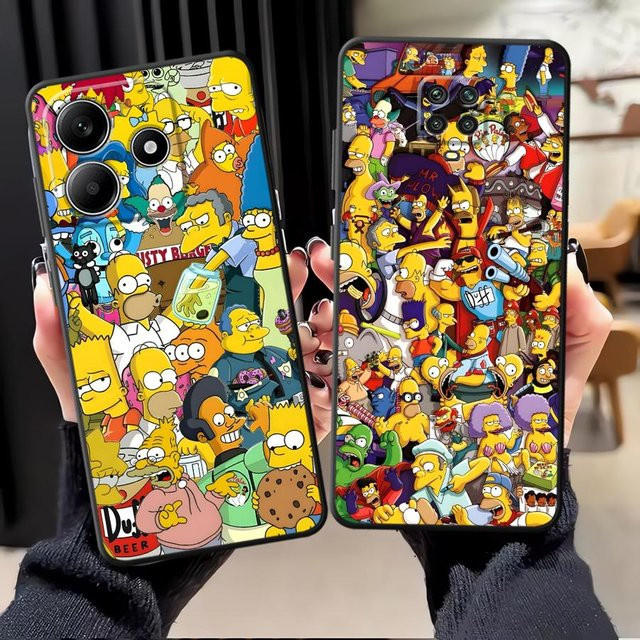 Handyhülle mit Simpsons Cartoon Design für Xiaomi Redmi Note 9 10 11 12 13 14 Pro Plus Serie in Schwarz - Bild 1