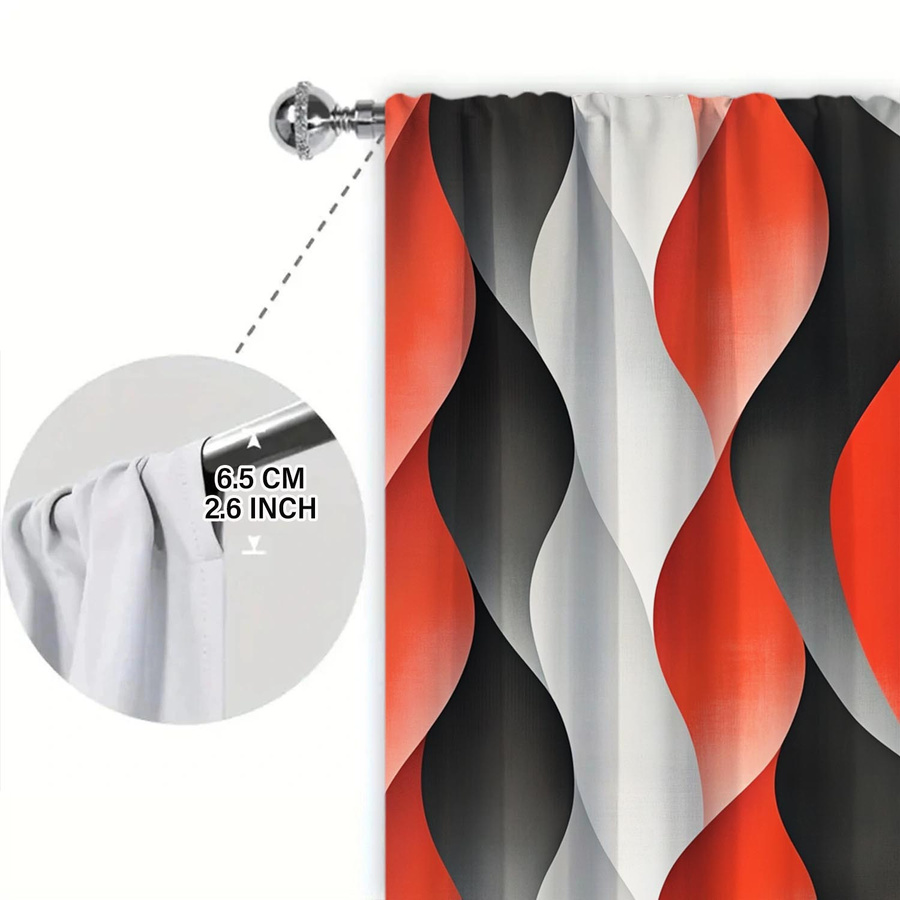 Tonnika Chen Vorhang-Set mit 2 Stück in Schwarz, dreidimensionales Wellenwasserfall-Design zur Abdunkelung und Dekoration, B: 100 cm, H: 70 cm - Bild 3
