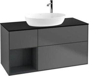 V&B Waschtischunterschrank Finion mit Wandbeleuchtung, Anthrazit lackiert, B/T/H: 120 x 60,3 x 50,1 cm - Bild 1