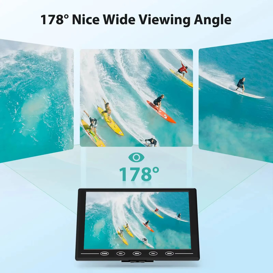 Eyoyo 9 Zoll LCD-Monitor mit Touch-Funktion, 1024 x 600 HD-Bildschirm in Schwarz mit HDMI, VGA, AV und USB-Anschluss, integriertem Lautsprecher und Ständer - Bild 3