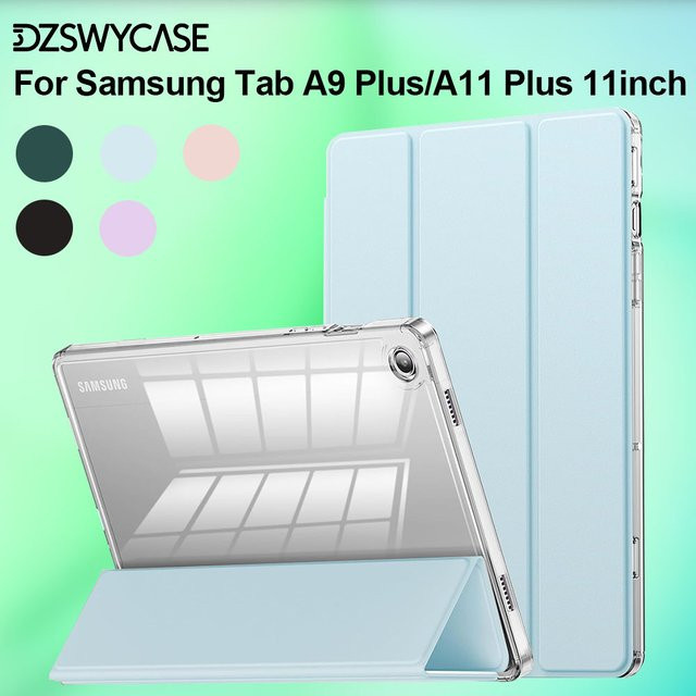 Transparente Schutzhülle für Samsung Galaxy Tab A9 Plus 11 Zoll (2023) und A11 Plus 11 Zoll (2025) mit Stifthalter-Abdeckung in Schwarz - Bild 1