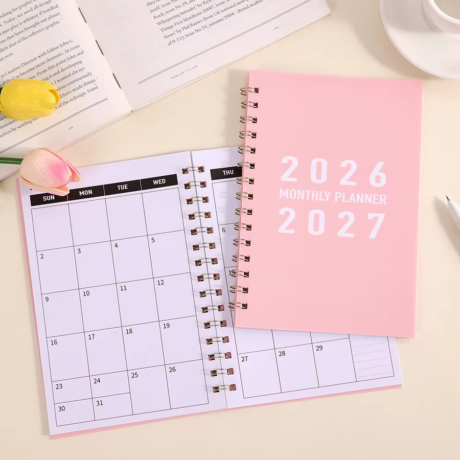 Schüler-Monatsplaner 2026–2027 in Schwarz mit Spiralbindung und Softcover aus Kunststoff und Papier für dein Zeitmanagement in der Schule - Bild 2