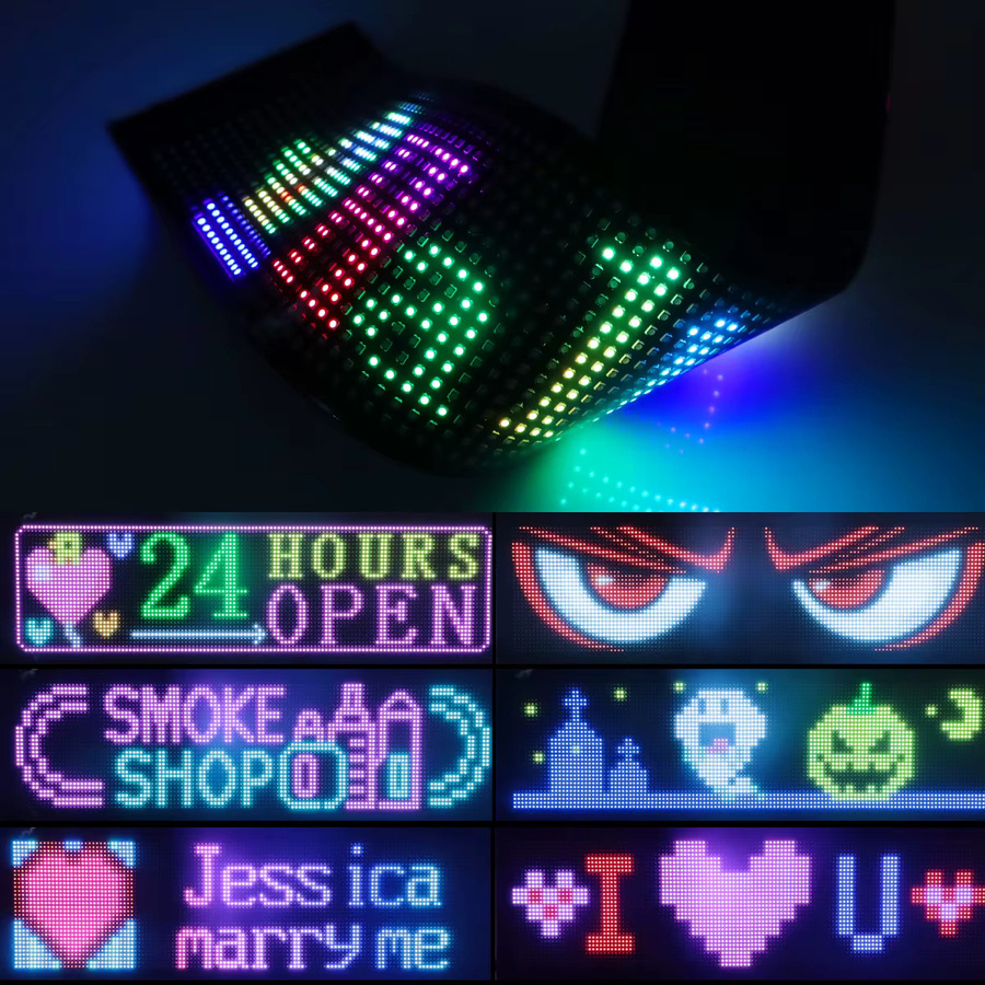 CHNAITEKE Programmierbares RGB Matrix-Pixel-Panel, Zweireihiger flexibler USB 5V Bildschirm mit Fernbedienung, Multicolor - Bild 6