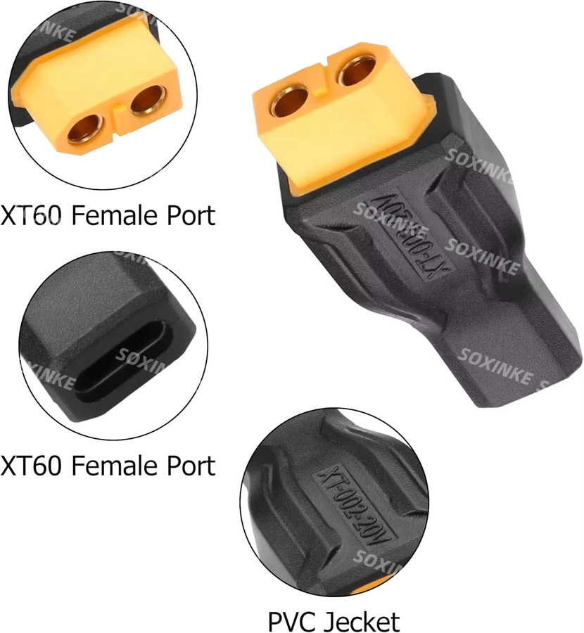 Toolkitrc USB-C auf XT60 Adapter, 100 W Ladeanschlussstecker in Schwarz - Bild 4