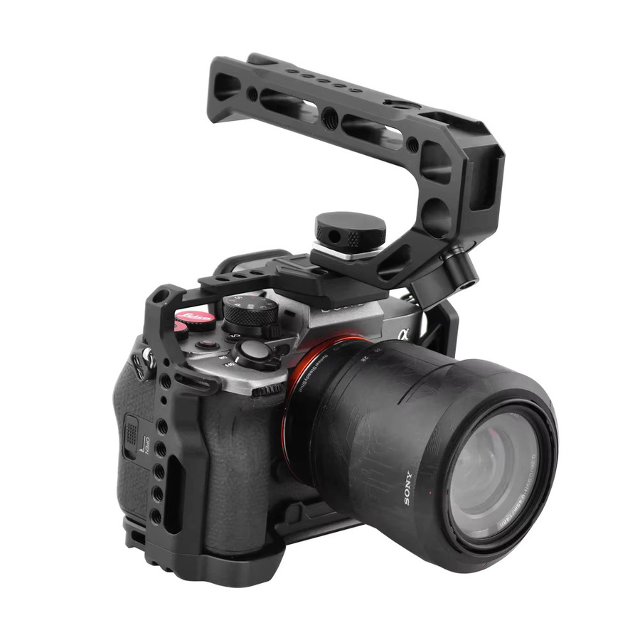 Sony Kamera Käfig Rig mit Arca-Swiss-Slot und 1/4" sowie 3/8" Schrauben in Schwarz für A7M4, A7IV, A1 und weitere Modelle - Bild 3