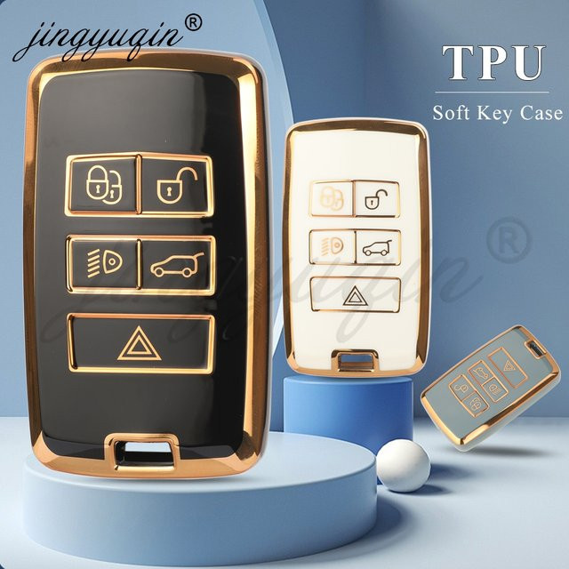 Jingyuqin TPU Auto Remote Key Case Abdeckung für Land Rover Range Rover Sport Velar Evoque Freelander Discovery und Jaguar XF XJ XJL XE in Grau - Bild 1