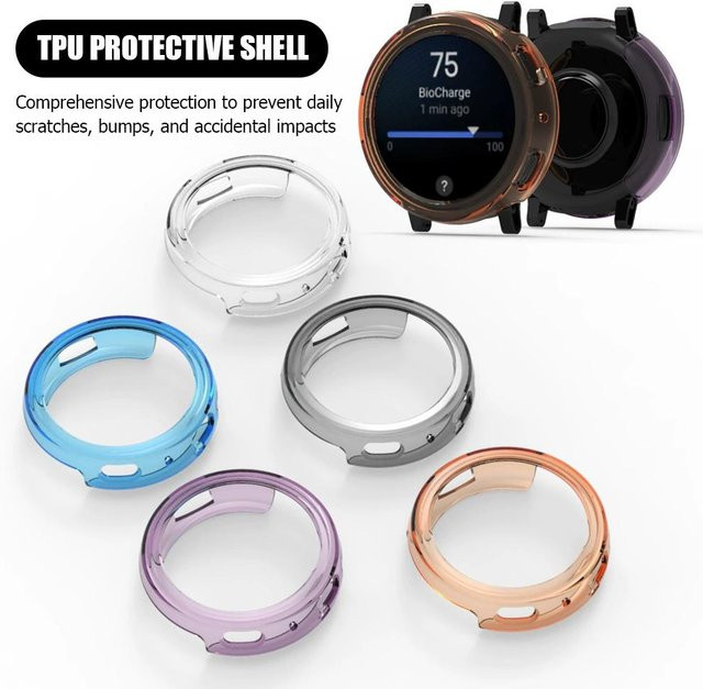 TPU-Uhrenschutzhülle für Amazfit Active Max mit Displayschutzrahmen und Stoßstangenabdeckung in Transparent und Orange - Bild 1
