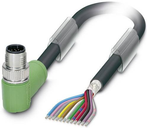 Phoenix Contact Sensor-Aktor-Steckverbinder M12 gewinkelt, 12-polig, schwarz-grün, Kabellänge: 1,50 m - Bild 1