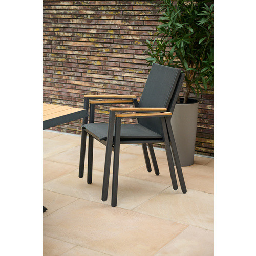 Siena Garden Stapelsessel BOLOGNA aus Aluminium mit Armlehnen und Textilene in Anthrazit, B/H/T: 67,5 x 90 x 64 cm - Bild 3