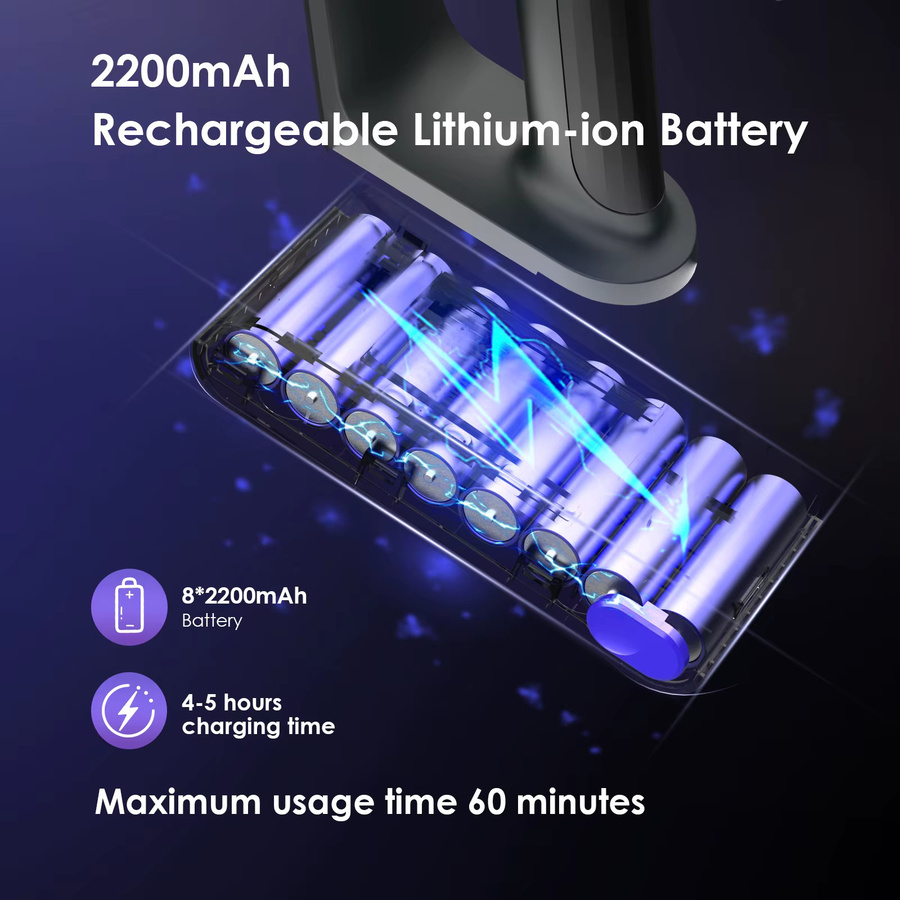 Vortisys Kabelloser Stielstaubsauger mit 500W Saugkraft, LED-Display, Anti-Verwickelungsbürste und 1,3L Staubbehälter für Tierhaare, Teppiche und Hartböden - Bild 5