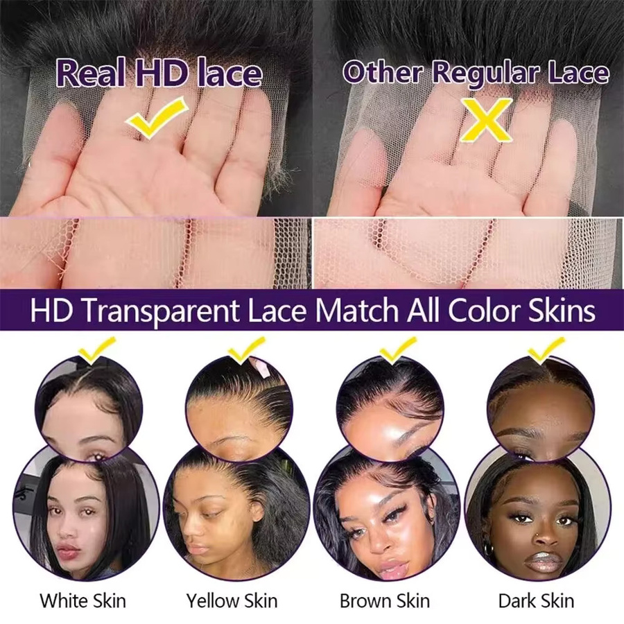 Sterly Echthaarperücke, Straight, HD Transparente Full Frontal Lace, 46 Zoll - Bild 6
