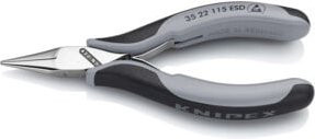 Knipex Elektronik-Greifzange 35 22 115 ESD in Schwarz-Grau mit durchgestecktem Präzisionsgelenk und Mehrkomponenten-Hüllen, Länge: 115 mm - Bild 2