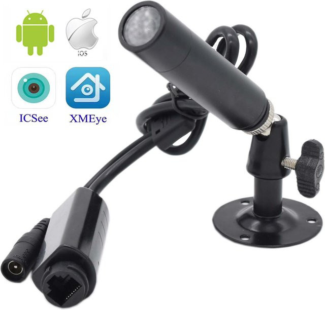 HQCAM XM307 Low Lux 1080P Mini IP-Kamera, wasserdichte PoE Micro Bullet Überwachungskamera in Schwarz - Bild 1