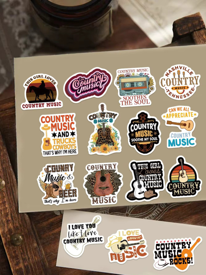 50 Country-Musik-Aufkleber in Multicolour zum Dekorieren von Laptops, Wasserflaschen und Skateboards - Bild 2