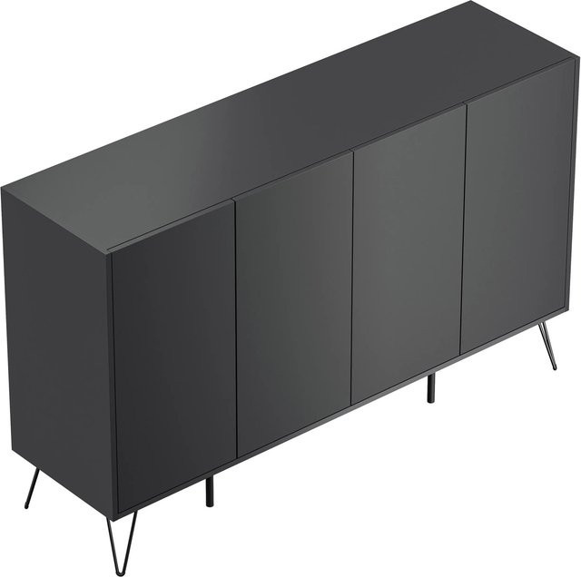 Posseik Sideboard Industrial in Grafit mit 4 Schubladen und 4 Türen, Breite: 155 cm - Bild 1