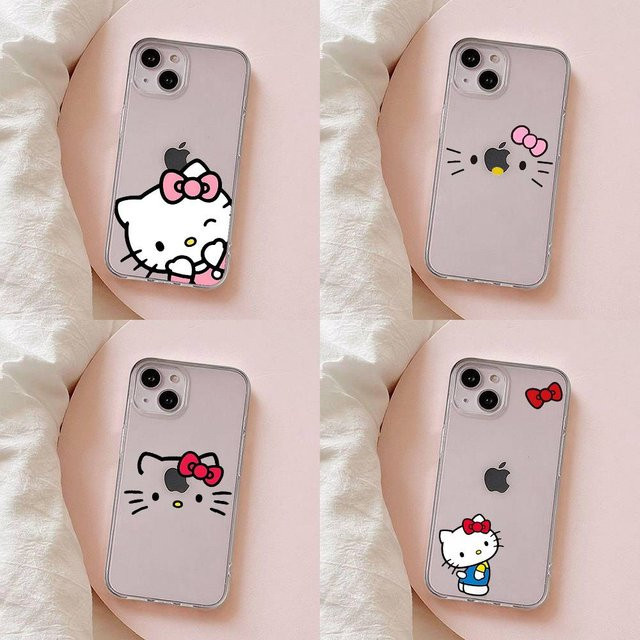 Transparente Hello Kitty Handyhülle im Kawaii Cartoon Design für Apple iPhone Modelle - Bild 1