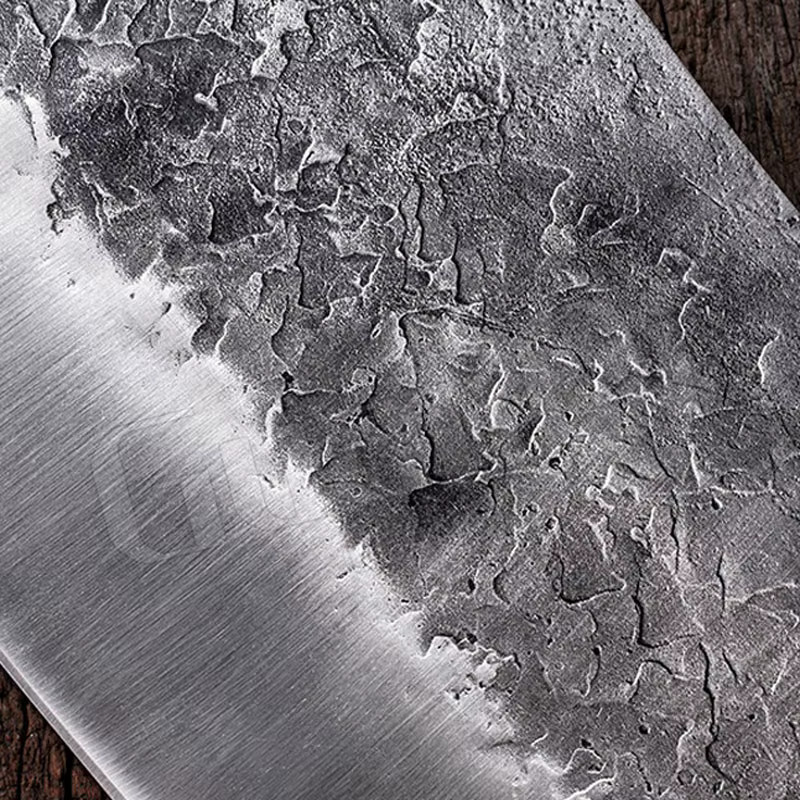 InLeung Handgefertigtes geschmiedetes Küchenmesser aus Carbonstahl mit Holzgriff in Silber - Bild 3