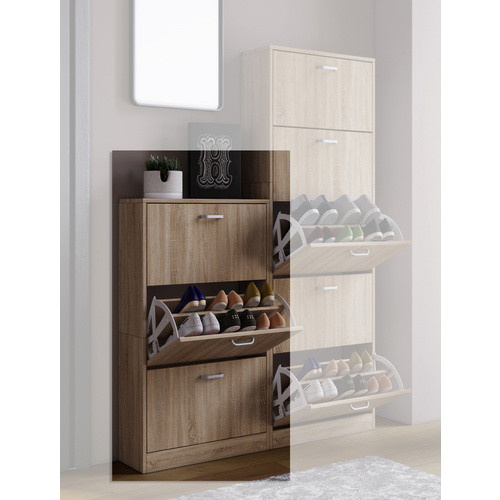 VCM Schuhschrank Sipos L in Braun, B/H/T: 22 x 105 x 59 cm - Bild 2