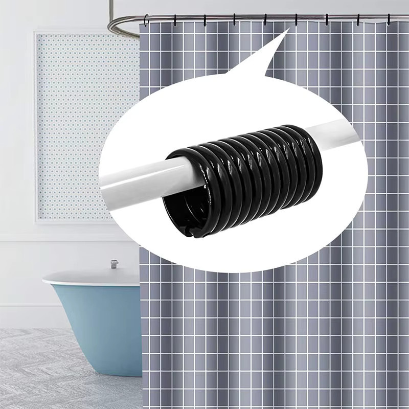 12 Stück Duschvorhangringe aus Kunststoff in Schwarz, O-förmige Duschvorhanghaken für die Duschstange im Badezimmer - Bild 3