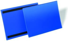 Durable Magnetisches Kennzeichnungstaschen Set aus Polypropylen, Farbe Blau und Transparent, 50 Stück, B: 29,7 cm x H: 21,0 cm (A4 quer) - Bild 1