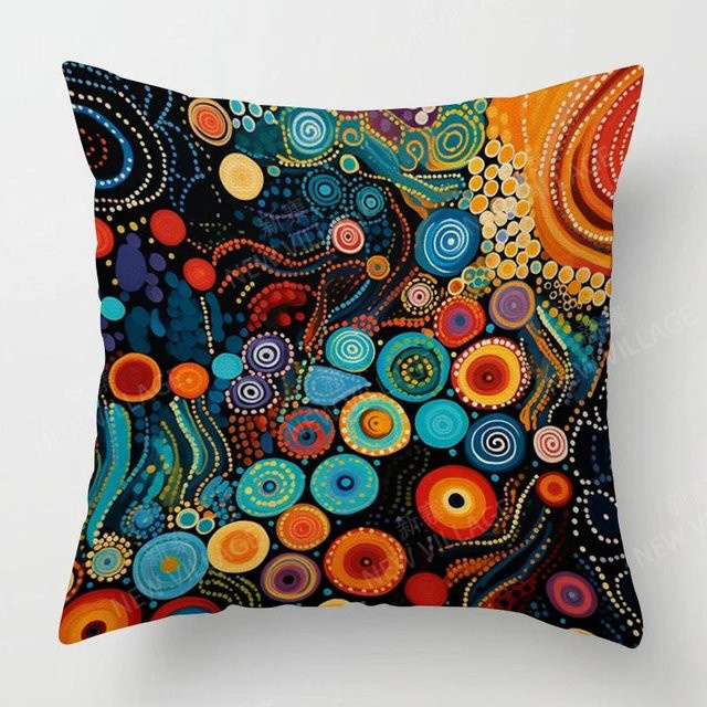 Modernes Dekokissen mit abstraktem Grafikdesign von GUOYU HOMEDECOR, waschbarer Zierkissenbezug aus Polyester, Mehrfarbig - Bild 1