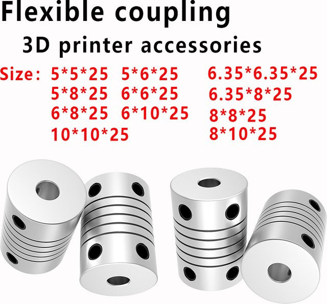 Torlipy Flexible Backenwellenkupplung aus Aluminium in Silber für CNC-Schrittmotoren und Encoder, D19 x L25 mm - Bild 1