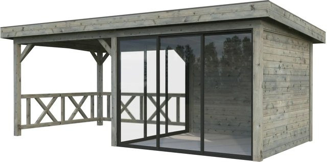 Palmako Pavillon Lenna Set 404 Slide aus Fichtenholz, Grau, B/H/T: 588 x 245 x 300 cm - Bild 1