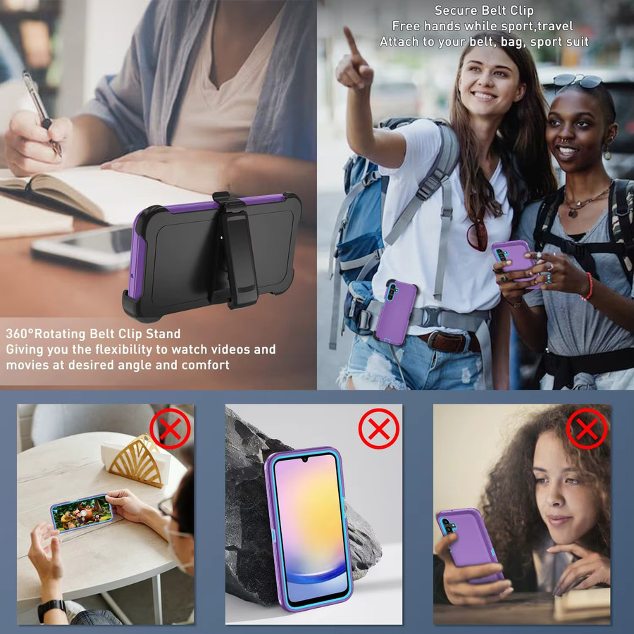 OTT Panzer-Hülle für Samsung Galaxy A57 A37 A17 A07 A56 A36 A26 A16 A06 A55 A36 A25 A15 A05 Militärische Schutzklasse Anti-Fall Schutzhülle in Blau und Lila - Bild 2