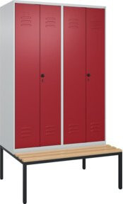 C+P PSA Doppel-Spind Classic PLUS Sitzbank mit 4 Abteilen, Buche-Hartholz und Sicherheits-Drehriegel, B/T/H: 212,0 x 120,0 x 81,5 cm - Bild 1