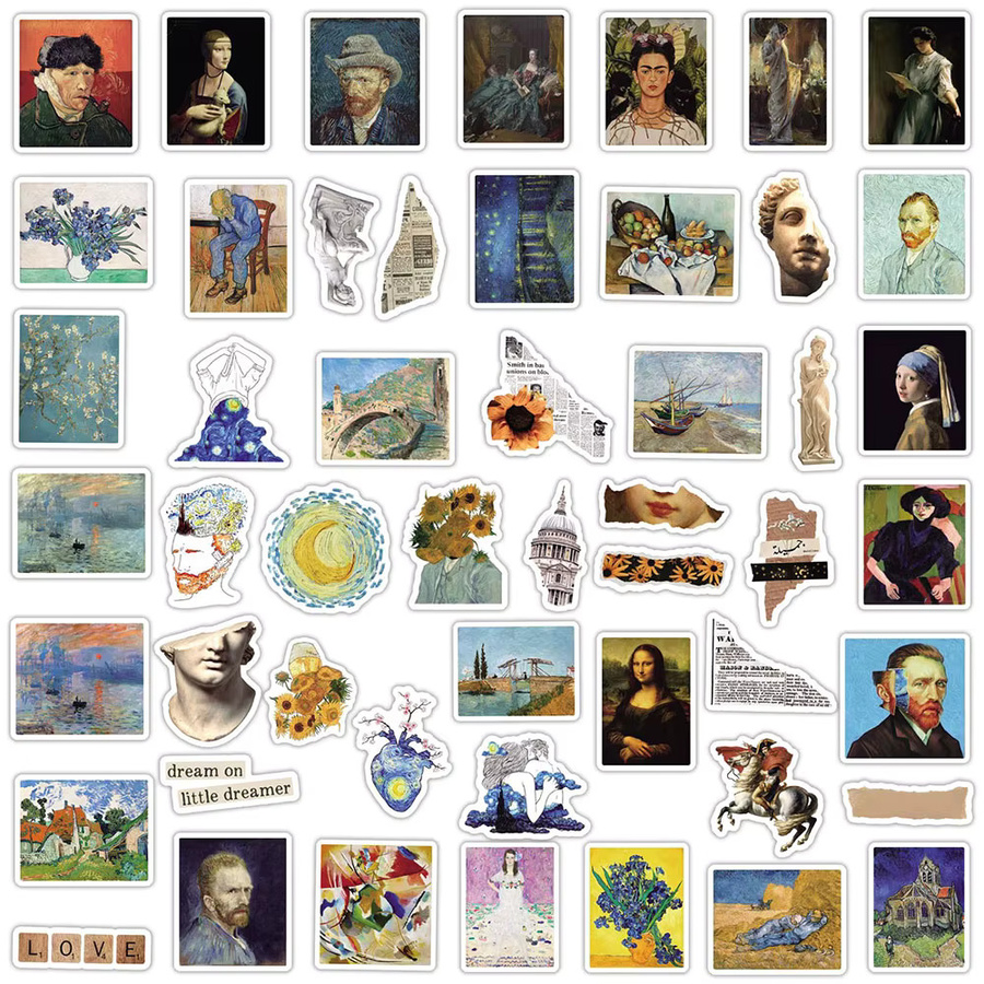 Rspctou Vintage Ölgemälde-Aufkleber, multicolor, 10-teiliges Set - Bild 4