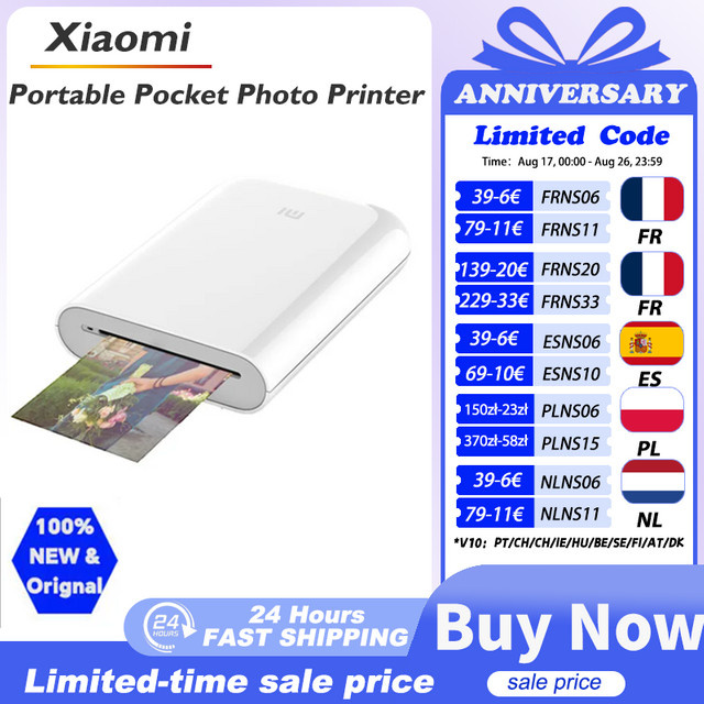 Xiaomi Mi Tragbarer Mini Fotodrucker Weiß mit Bluetooth und Thermal-Technologie - Bild 1